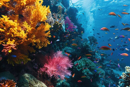 A vibrant underwater scene capturing the Great Barrier Reef in Australia --ar 3:2 --v 6 Job ID: 3072f505-ef47-4bb6-820f-5ef4c4f11665