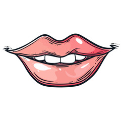Woman's mouth with colorful lips and a smile in the style of pop art