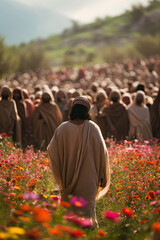 Jesus Christ travels through the fields of Jerusalem
