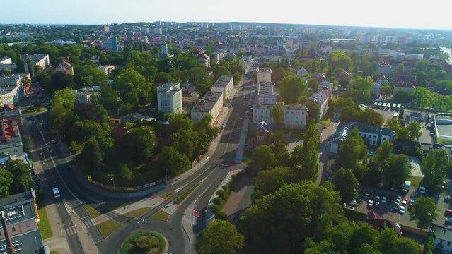 Chrobry Rondo Zielona Gora Plac Kolejarza Aerial View Poland