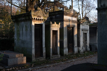 Naklejka premium Monuments I've come across in the French cemeteries of Montparnasse and Pierre Lachaise (Paris). Shot during days with diffuse lighting.