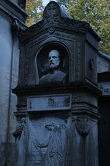 Fototapeta na wymiar Monuments I've come across in the French cemeteries of Montparnasse and Pierre Lachaise (Paris). Shot during days with diffuse lighting.