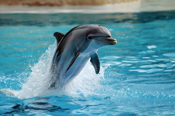 Dolphins leaping joyfully in the ocean