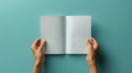 Holding a blank brochure mockup, Showcase your design with a blank brochure template image.