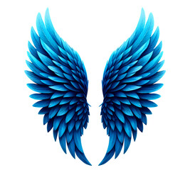 blue colour angel wing isolated on transparent background