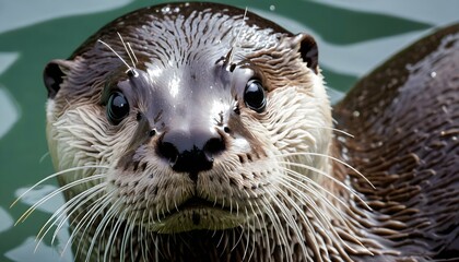 A-Close-Up-Of-An-Otters-Face-Showing-Its-Whisker-