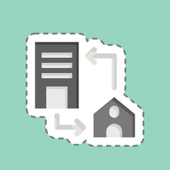 Sticker line cut Connection Office. related to Remote Working symbol. simple design illustration