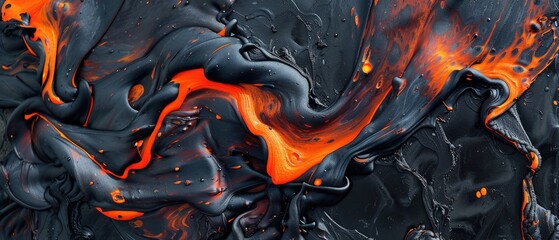 Molten lava flowing - obrazy, fototapety, plakaty