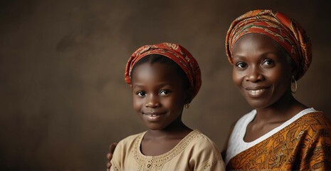 Banner of motherhood Nigerian mother and child - obrazy, fototapety, plakaty