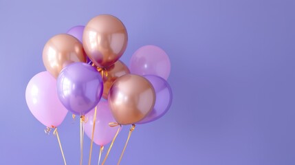   A group of balloons on sticks against a purple and blue backdrop, with some pink and gold balloons protruding from the tops