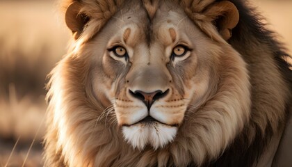 A-Close-Up-Of-A-Majestic-Lion-In-Its-Natural-Habit- - obrazy, fototapety, plakaty