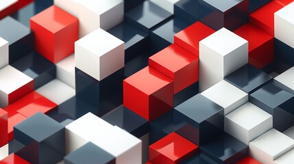 Obraz premium abstract black, red, and white cubes background.