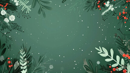 Winter-themed backdrop with assorted berries and foliage under snowfall, suitable for seasonal use or backdrops