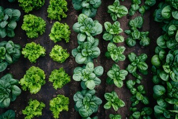 Vibrant Lettuce Garden in Rich Soil