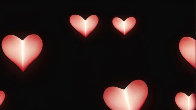 A heart shaped light photo effect on plain black background from Generative AI