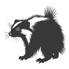 Silhouette skunk animal black color only