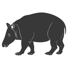 Fototapeta premium Silhouette tapir animal black color only