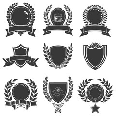Silhouette Vintage retro vector badges and labels black color only