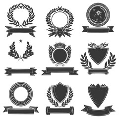 Silhouette Vintage retro vector badges and labels black color only