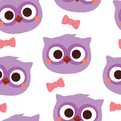 seamless pattern cartoon owl and pink ribbon. cute wallpaper for textile, gift wrap paper