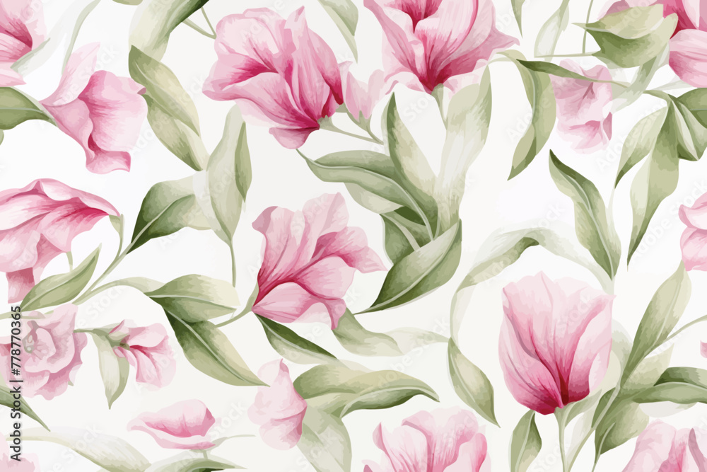 Wall mural colorful floral seamless pattern with white background. Daisy floral pattern.