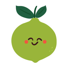 cute hand drawing cartoon lime fruit. cute drawing for icon, sticker