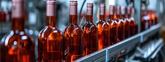 Fotobehang Modern industrial wine bottle production line process © Anna