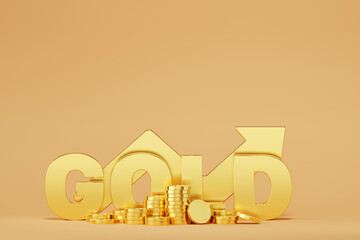 3D rendering golden an arrow and gold, intricately integrated into the scene, signifies financial abundance and successful investments. - 778771580