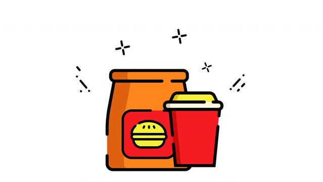 animation and motion icon of food bags and drink perfect for menu designs, social media posts, food blogs, cafe branding, foodrelated articles, and more.