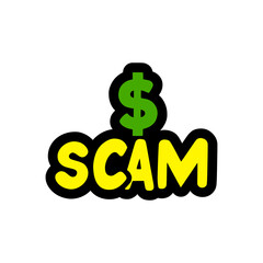 money scam fraud sticker t shirt label vector illustration template design