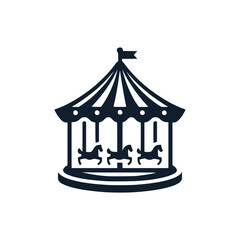 carousel theme park amusement logo vector illustration template design © katsumatakun