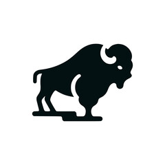 wild bison animal negative space logo vector illustration template design