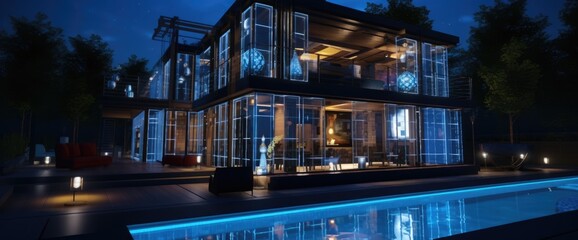 Fototapeta premium Elevate your lifestyle with futuristic smart home technology, leveraging Internet of Things (IoT) and automation to create a world of ultimate convenience at your fingertips.