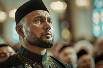 An image of a priest engaged in a solemn ceremony, capturing the spiritual and emotional weight of religious services - obrazy, fototapety, plakaty