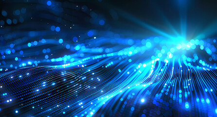 Abstract luminance light flowing on dark background.Data flow concept.Big Data.Machine learning.Artificial Intelligence.