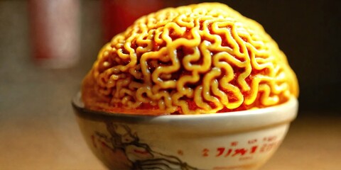 Brain-like noodles. Generative AI - obrazy, fototapety, plakaty