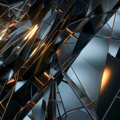 Glowing metal surfaces with sharp lines, abstract  , background