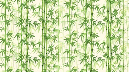 Fototapeta na wymiar A green bamboo forest with a white background