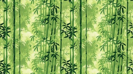A green bamboo forest with a green background. The bamboo is drawn in a stylized way, giving the impression of a painting