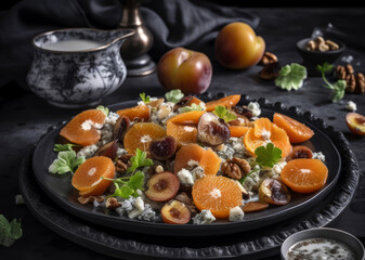 apricot and stomach salad with poppy seed dressing