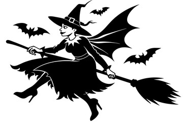 halloween-flying-witch-vector illustration 