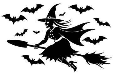 Halloweens-flying-witch-vector illustration 