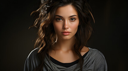 Naklejka premium 30-Year-Old Woman with Sad Expression in Subtle Pose.