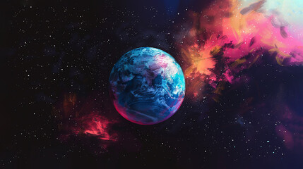 Obraz na płótnie Canvas earth and sun in space