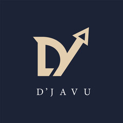 DV OR DY letter  arrow up icon vector concept design