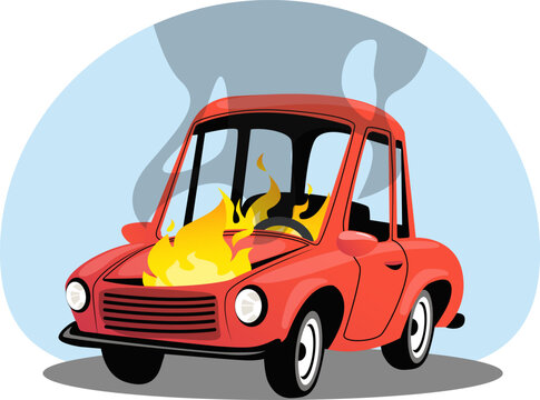 Burning car, car accident insurance