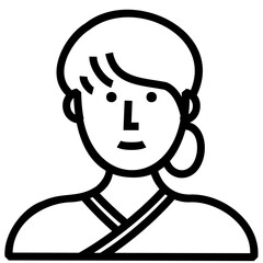 Modern young lady outline icon for web, mobile app and UI.