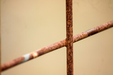 Close up of old and rusty iron fence	
