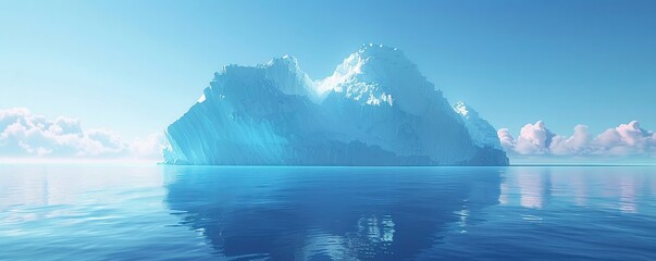 Majestic Iceberg Rising Above the Arctic Ocean with Serene Blue Tones and a Panoramic View - obrazy, fototapety, plakaty