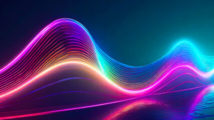 The glowing waves flow smoothly against the dark background